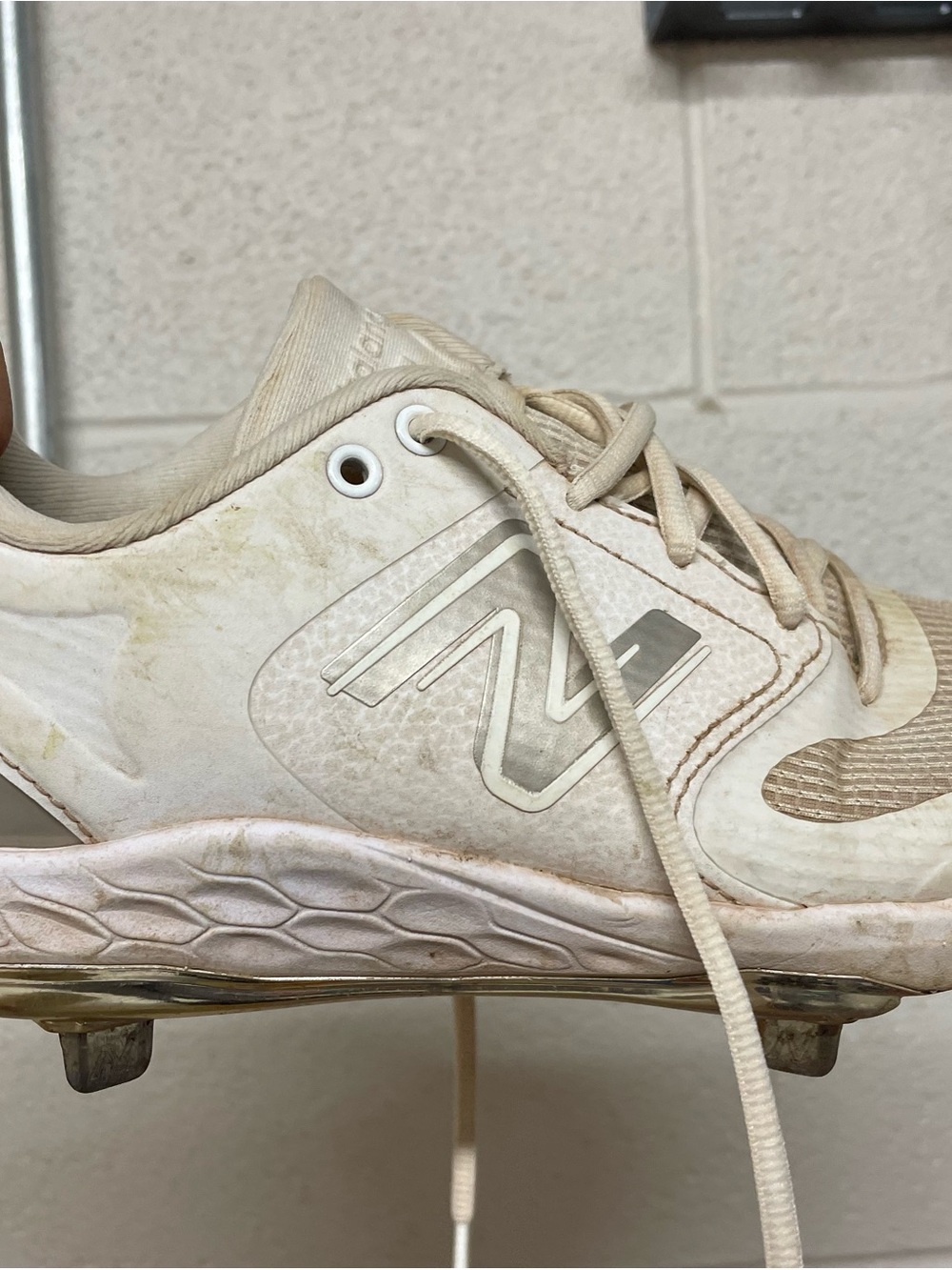 New Balance White Cleats with Cream Accents